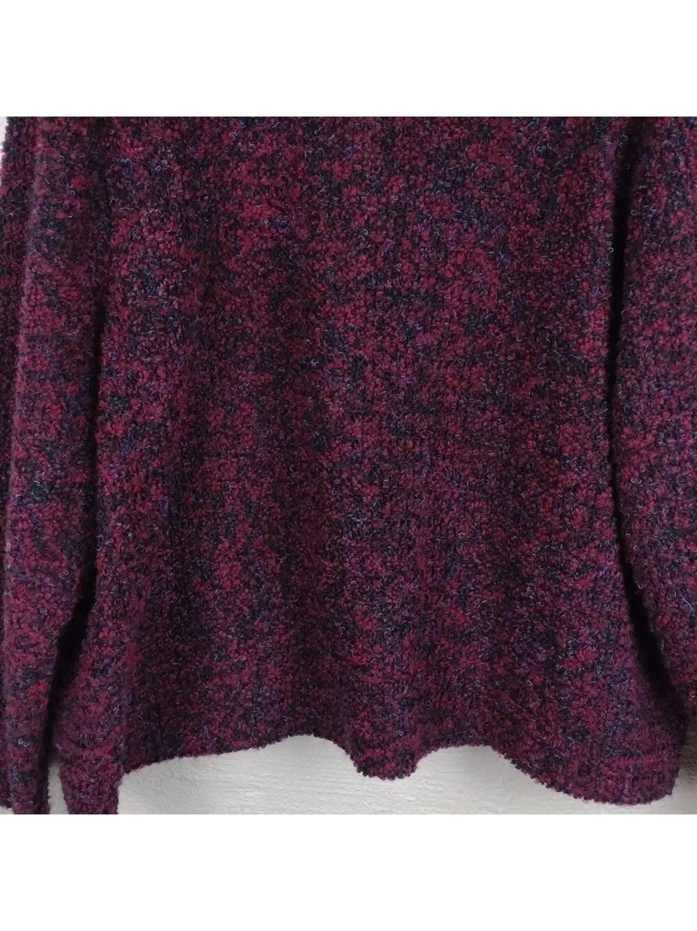 Dressbarn Woman Burgundy Knit  Collared Long Sleeve Button Up Cardigan Jacket